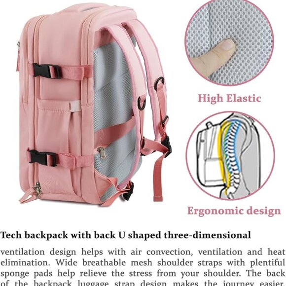 New! Last! Travel laptop Backpack For Men & Women, Carry On Backpack BLACK - Picture 5 of 8